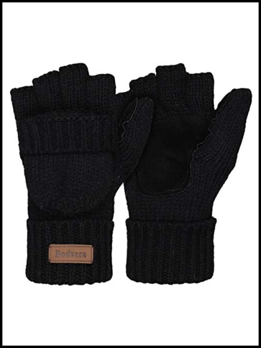 Wool Blend Fingerless Convertible Winter Gloves Mitten Flap Texting